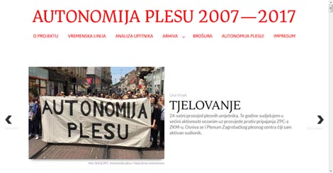 Naslovnica publikacije Autonomija plesu 2007 – 2017