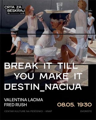 Plakat za performans Destin_Nacija Valentine Lacme u KNAP-u