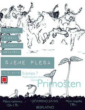 Plakat za plesnu radionicu Sjeme plesa u Primoštenu u organizaciji NDA CRO